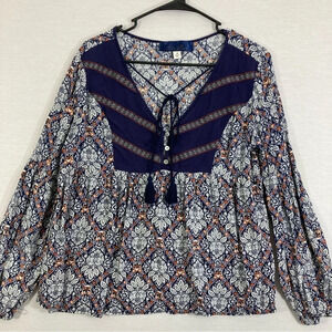 Blue Rain Boho Super Soft Floral Casual Blouse Medium